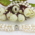 Fashion Freshwater 3 Strands AA 8mm Baroque Pearl Set